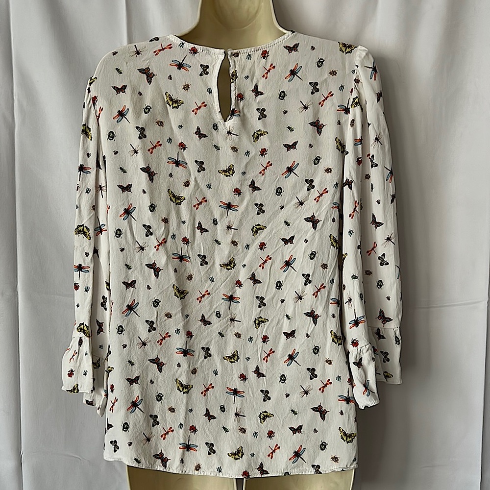 Philosophy Beautiful Colorful Insect Flutter Sleeves Shirt Top Size M - Picture 2 of 5